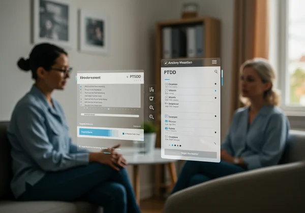 Mental health professional using a modern PCL-5 assessment tool