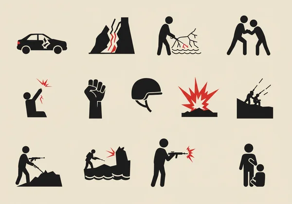 Icons representing common PTSD traumatic event triggers.