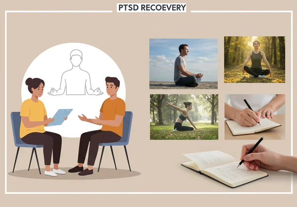 Therapy session or self-care for PTSD recovery and healing.