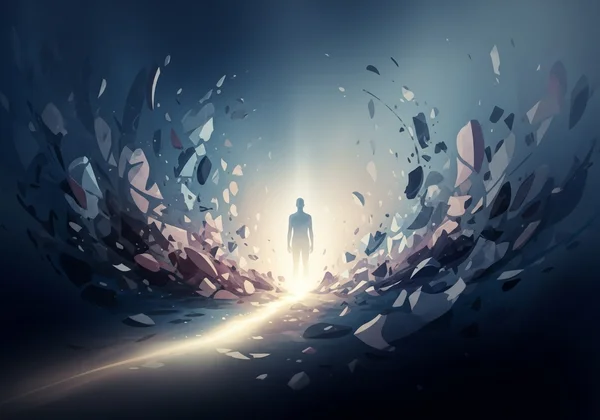 Abstract image of trauma's invisible impact, healing journey.