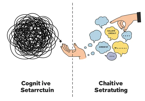 Visual metaphor for reshaping negative thoughts to positive