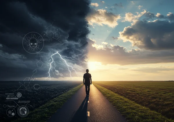 Abstract representation of a person on a healing journey