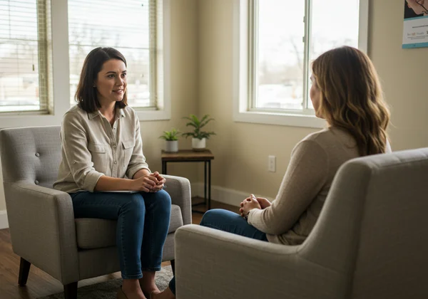 Therapist and client in a safe, trusting therapy session