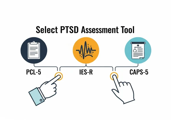 Visualizing the choice between different PTSD assessment tools.