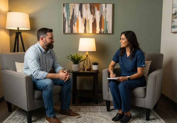 Veteran connecting with a mental health professional for support