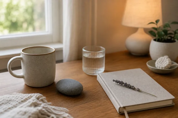Grounding routine on a quiet desk