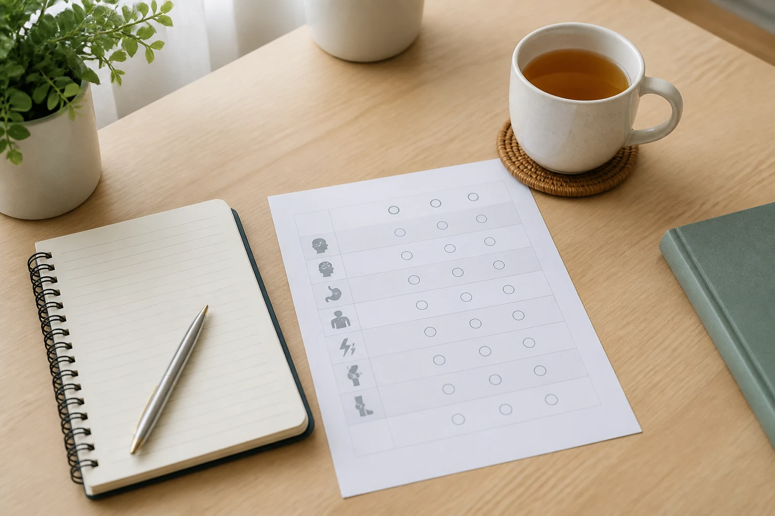 Calm symptom reflection desk